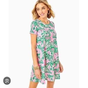 NWT Lilly Pulitzer Cody Pink & Green Tropical Shift Dress, S